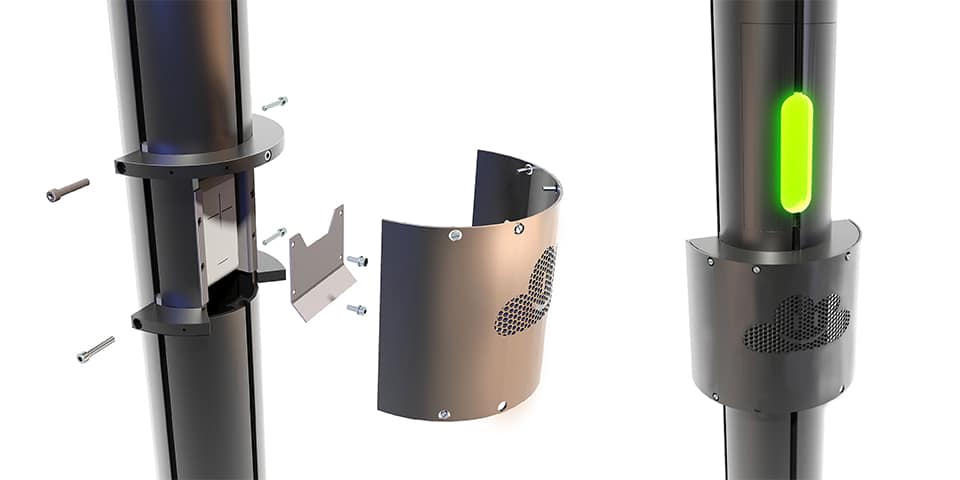 Air sensor integrated into lighting columns for air quality detection