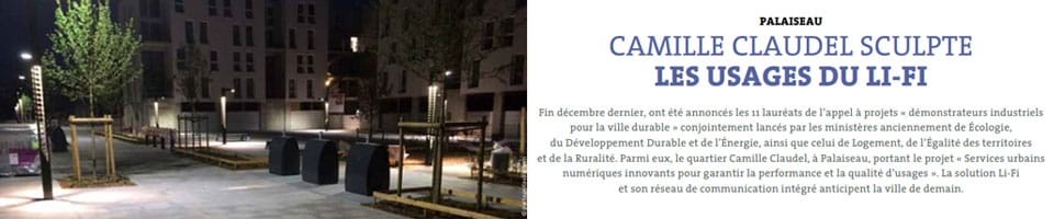 extrait de l'article de Lux sur le projet d'éclairage innovant Quartier Camille Claudel à Palaiseau, équipé de lampadaires en aluminium Technilum.