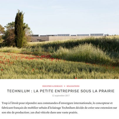 extrait de l'article d'Archicree sur le projet d'extension de l'usine de production Technilum avec le NBT