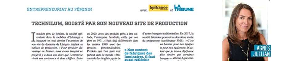 extrait de La Tribune, article sur l'extension de l'usine de production Technilum avec le NBT