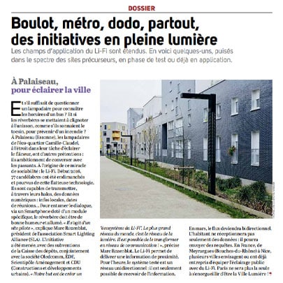 extrait d'un article de La Vie sur le projet connecté de l'Ecoquartier Camille Claudel à Palaiseau