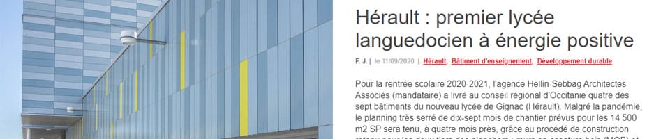 extrait d'un article du Moniteur sur le projet du Lycée de Gignac