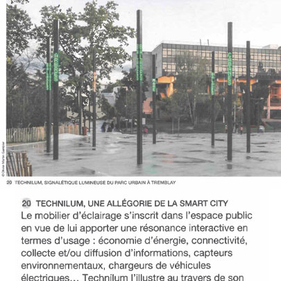 extrait de l'article Archicree sur l'offre de mobilier d'éclairage intelligent Smart-In-Site