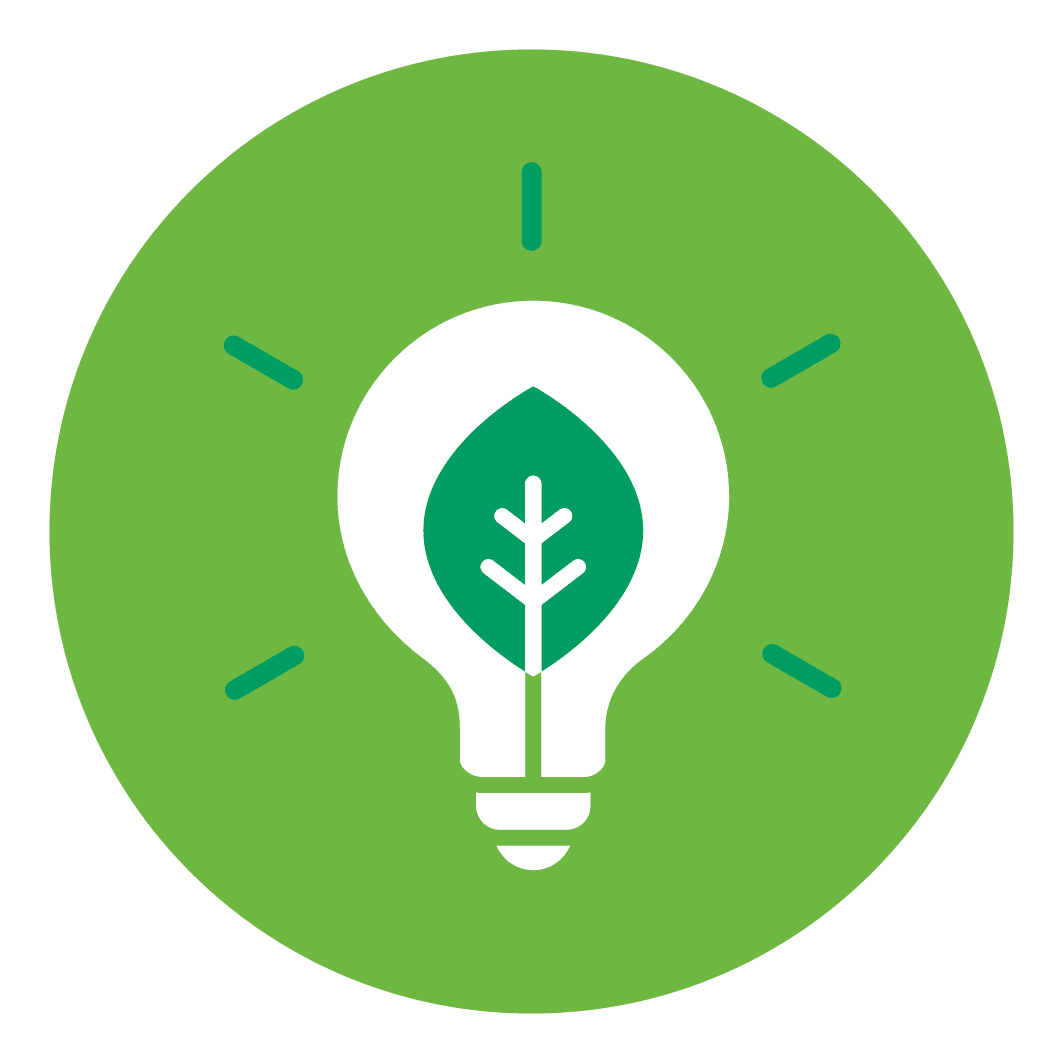 pictogramme d'ampoule verte avec feuille