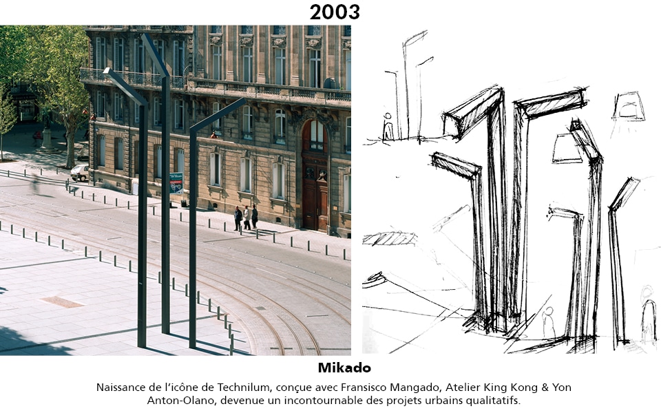 2003 : projet Place Pey Berland à Bordeaux avec les nouveaux modèles Mikado