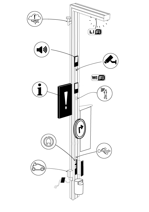 Accessorization, pooling services on a single lighting column