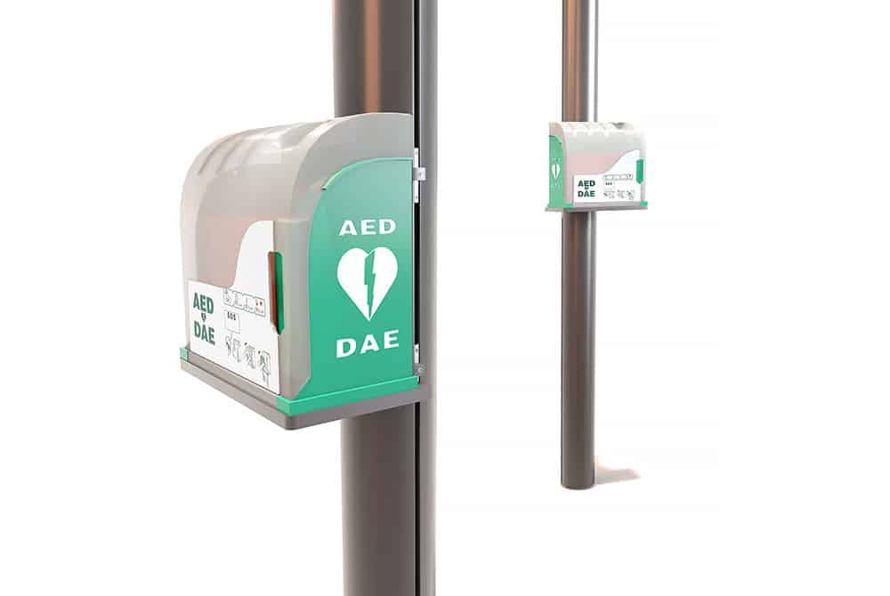 defibrillator integrated to our lighting column technical grooves