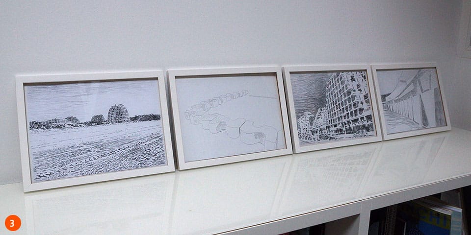 tableaux dessins croquis de La Grande Motte