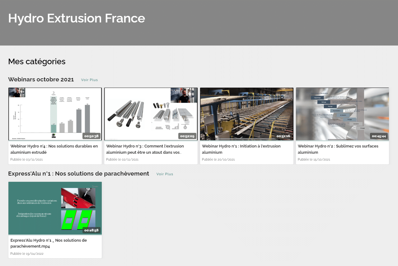 Webinars hydro expliquant les processus de fabrication et autres données techniques sur l'aluminium