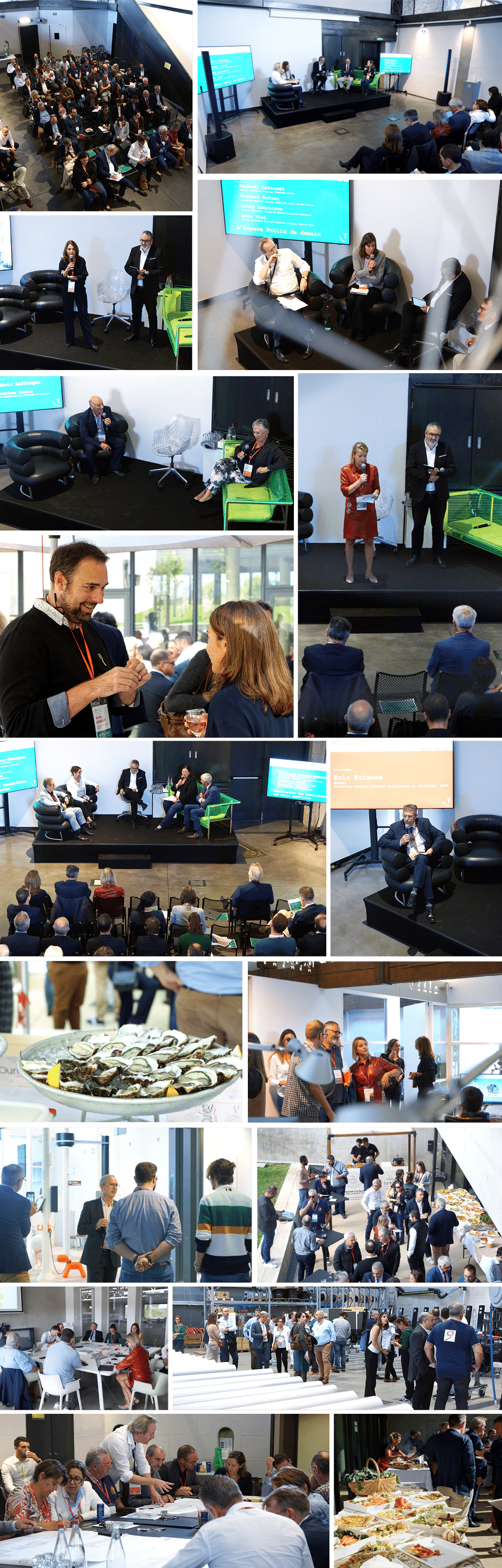 collage des photos des tables rondes, ateliers, déjeuner et visite à l'occasion de l'événement Actes 2023