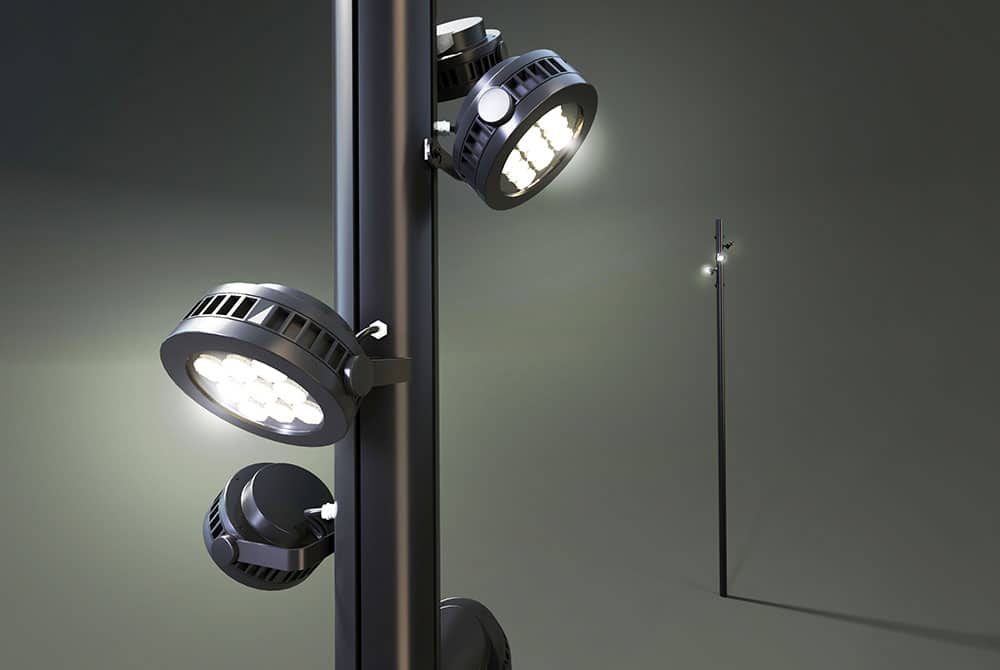Structure K floodlight pole for architectural lighting