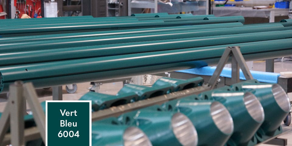 couleur nuance vert turquoise pour mât éclairage public en aluminium Technilum